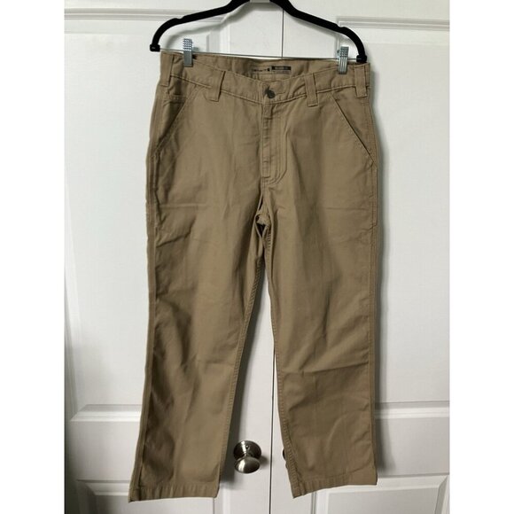 Carhartt Pants Mens 33x28 Rugged Flex Relaxed Fit Tan Canvas Workwear - Picture 1 of 12